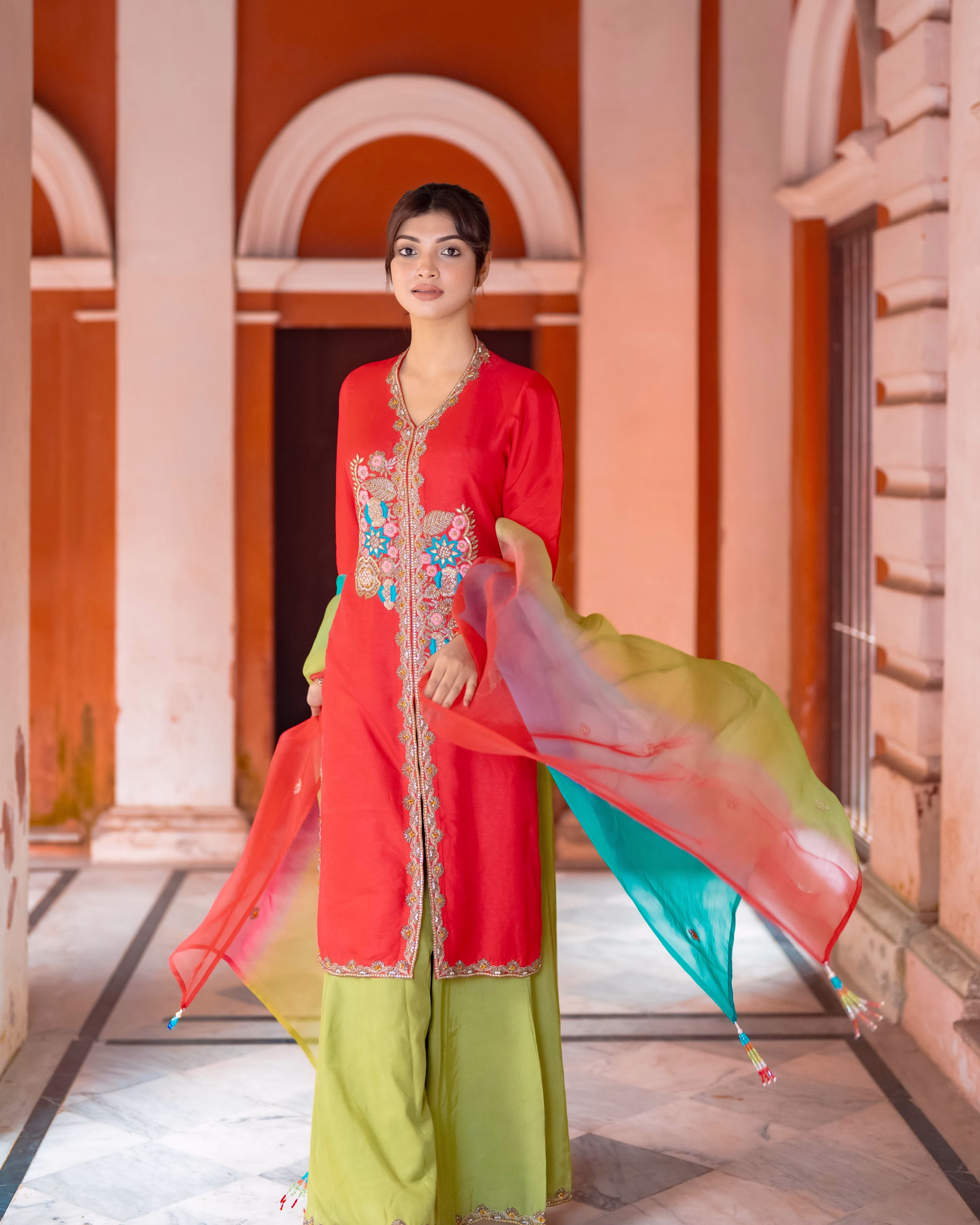 Zardosi Dabka and karcupi work Semi Bridal wear