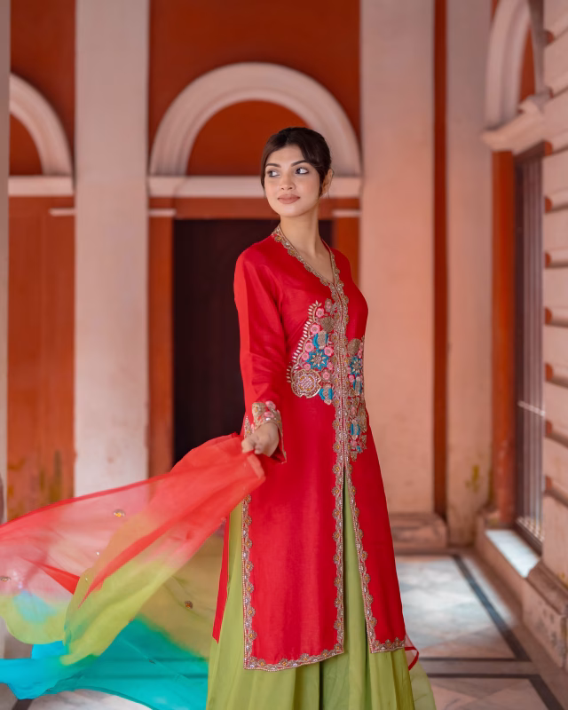 Zardosi Dabka and karcupi work Semi Bridal wear