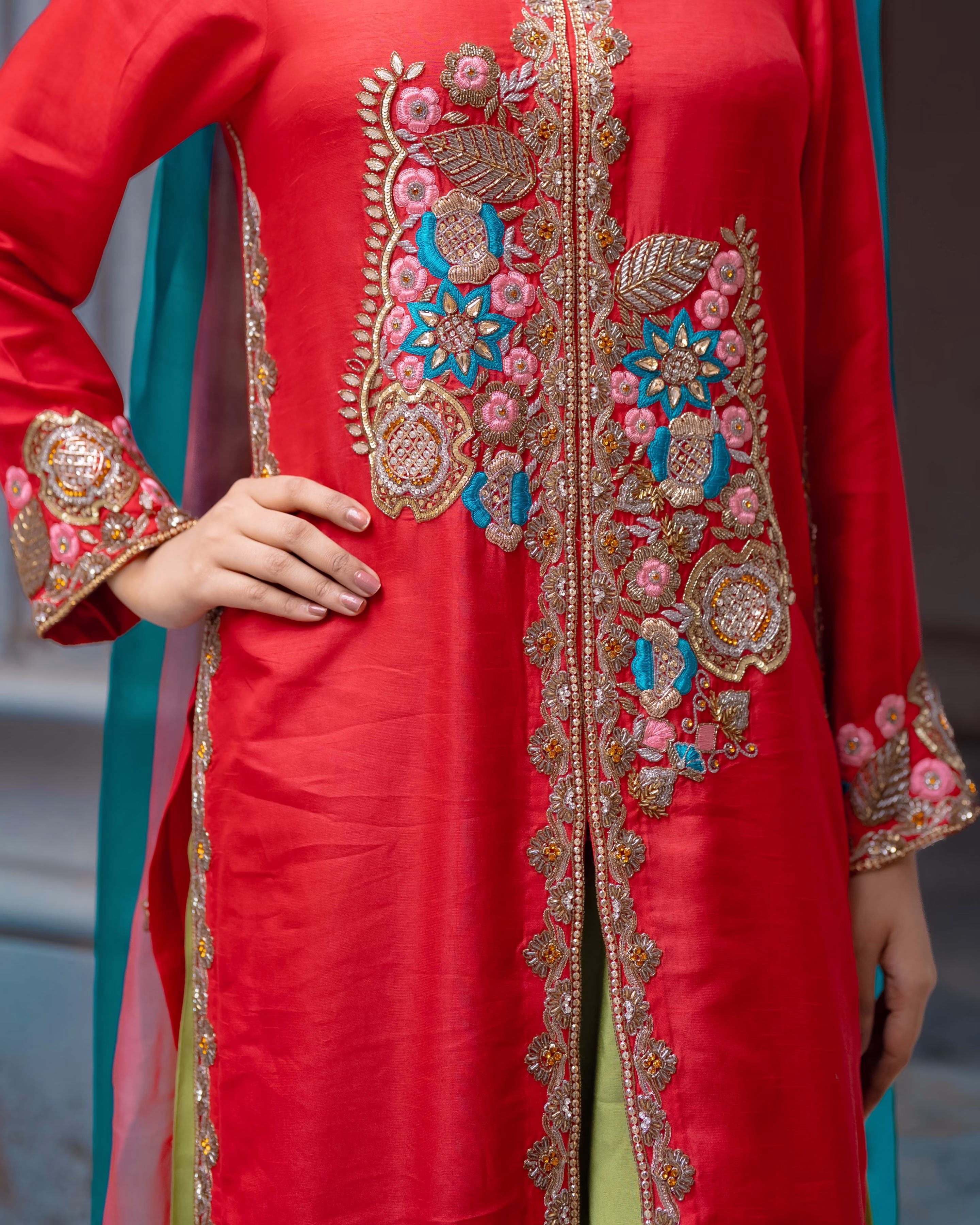 Zardosi Dabka and karcupi work Semi Bridal wear